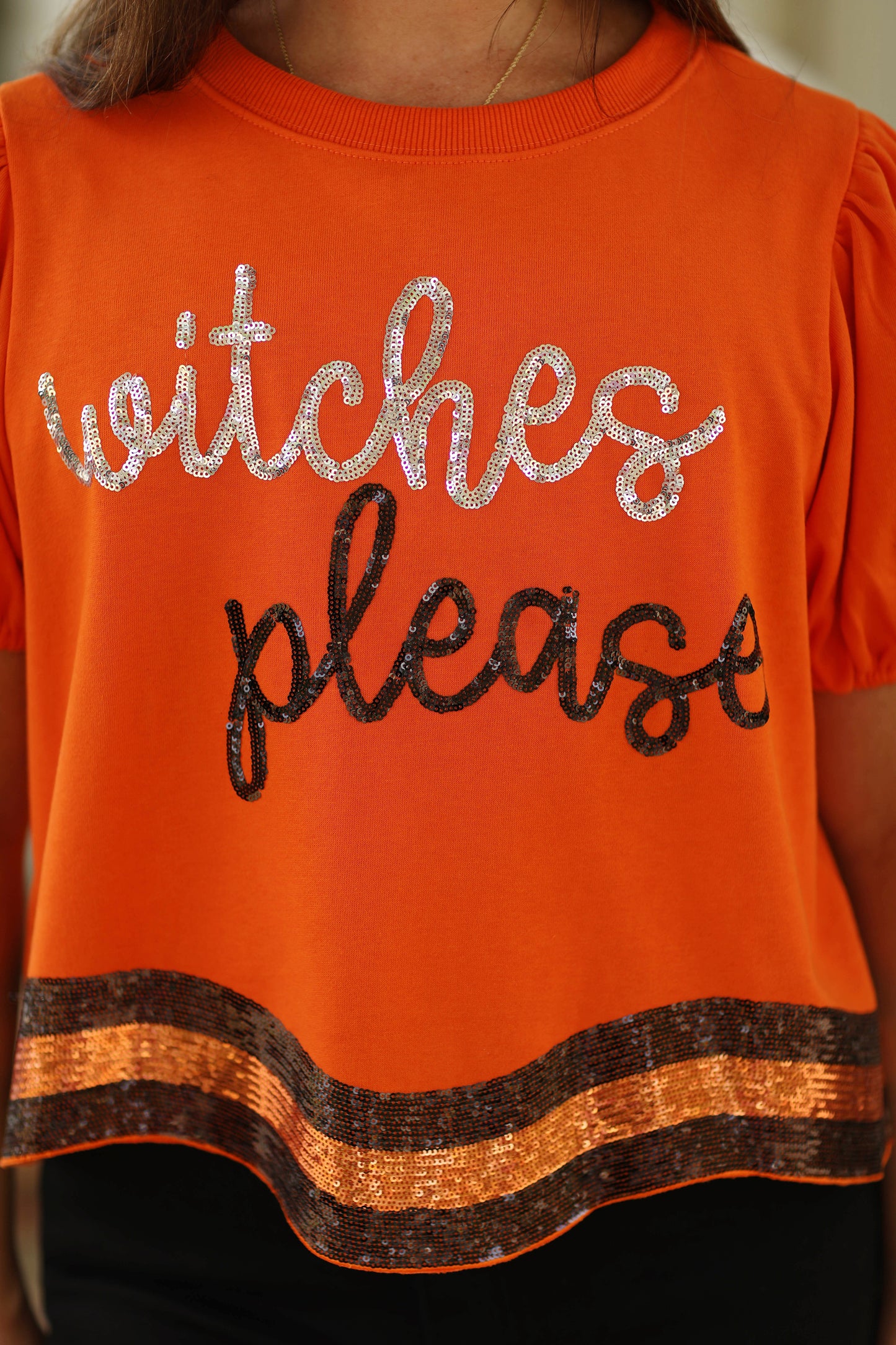 Witches Please Sequin Scalloped Top