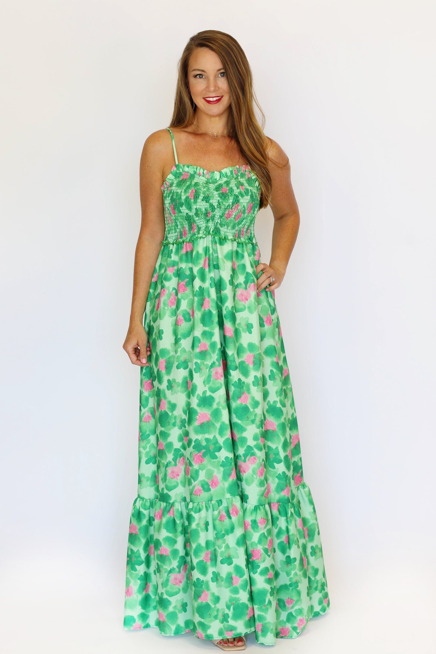 Green Floral Maxi Dress