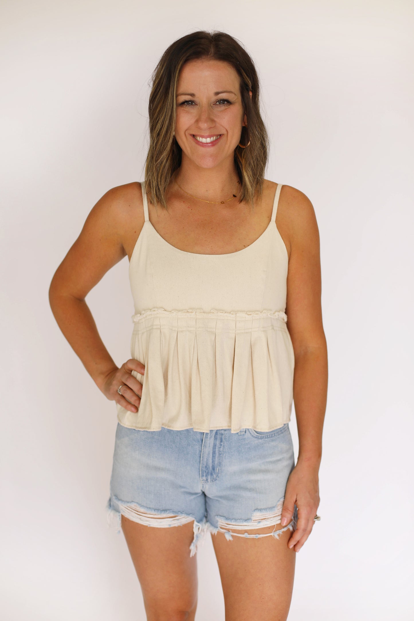 Natural Spaghetti Strap Top