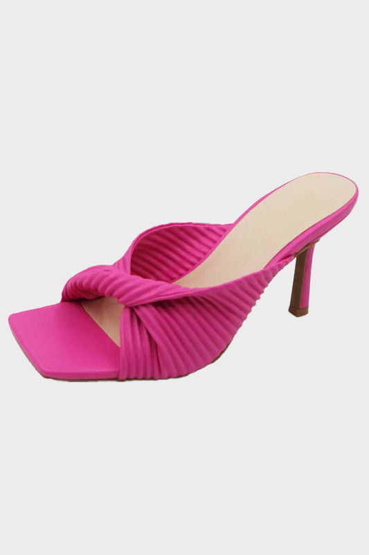 Pleated Twisted Banded Hot Pink Heel